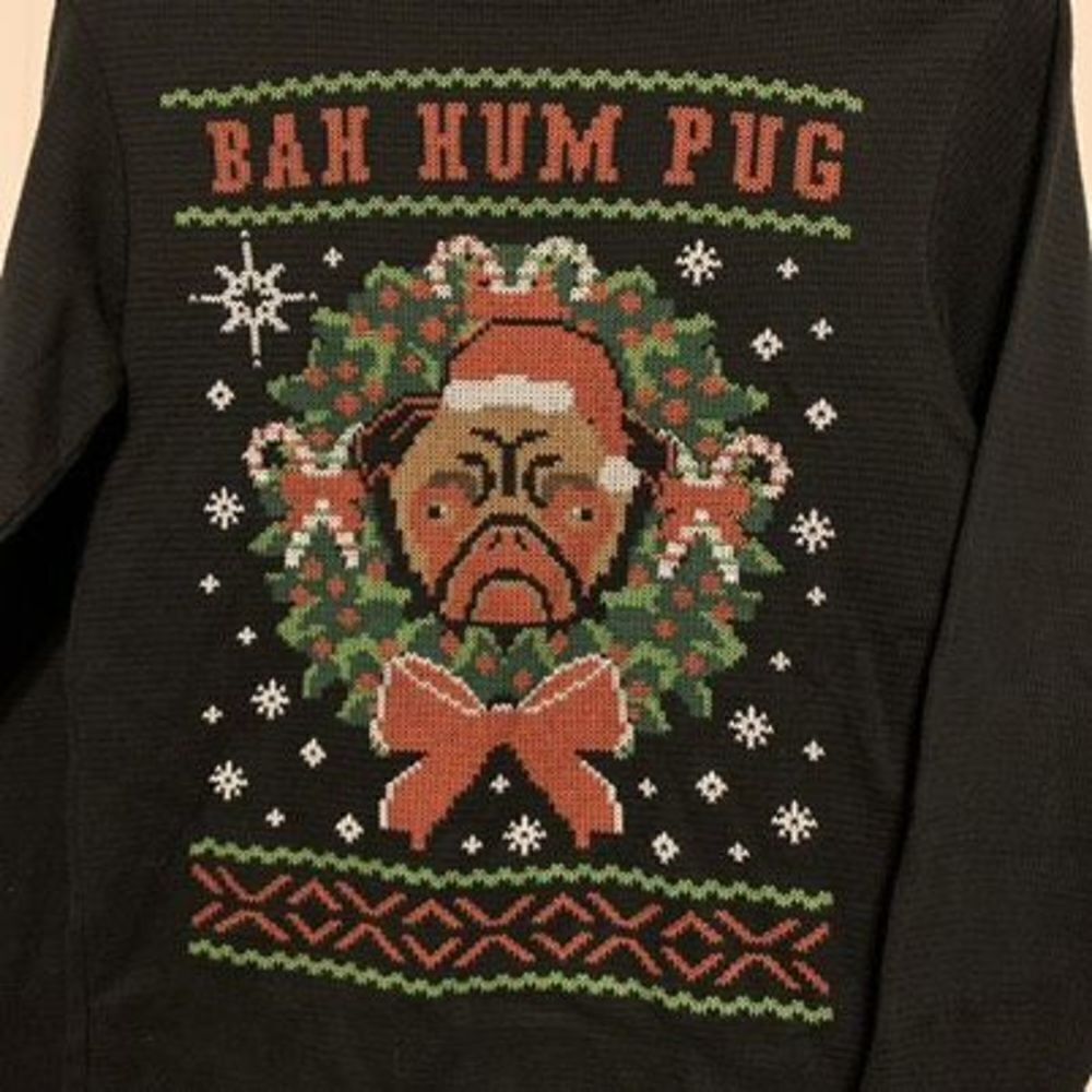 Bah Hum Pug Size Small Knit Sweater - Picture 2 of 3